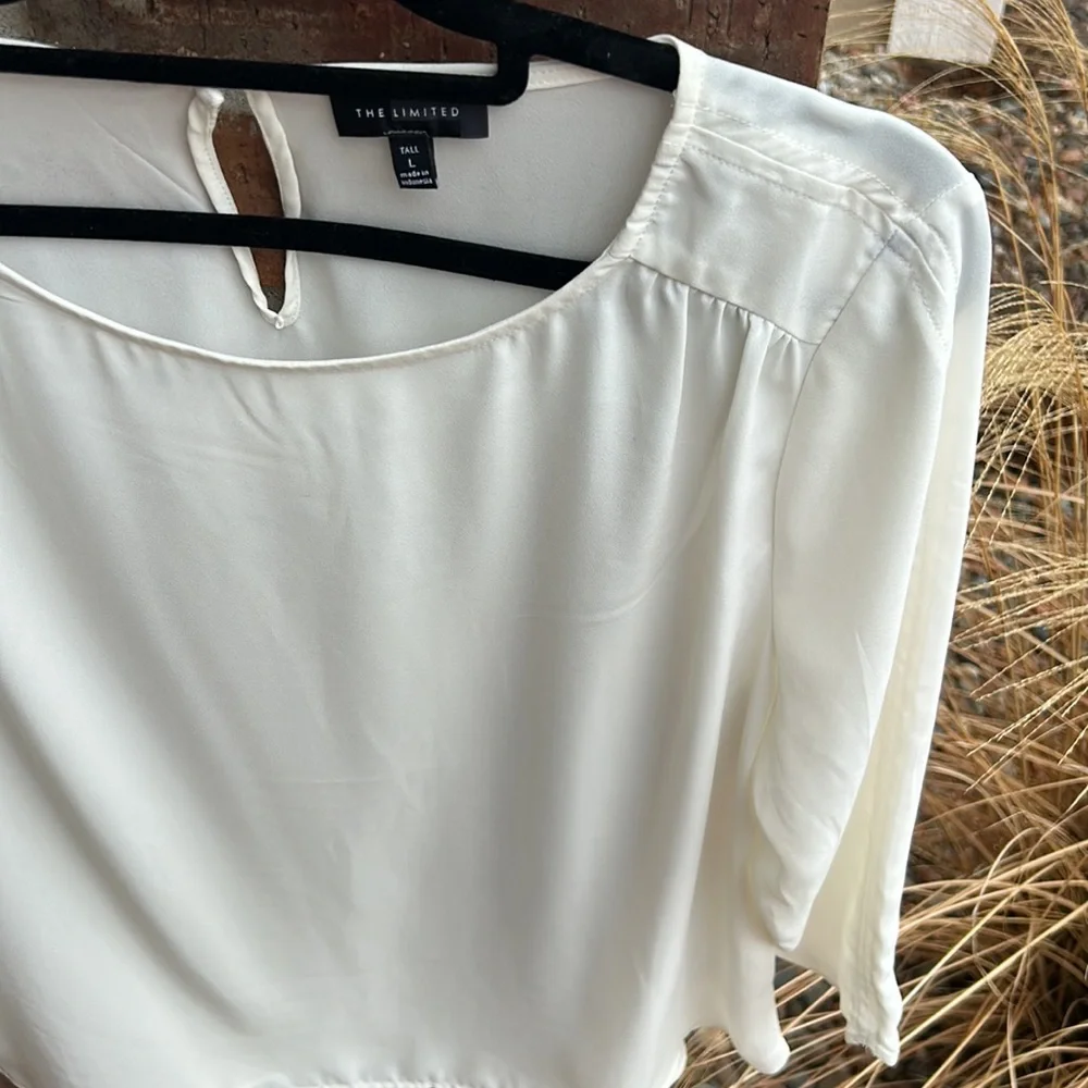 The Limited Ladies L Tall Cream Sheer Blouse
